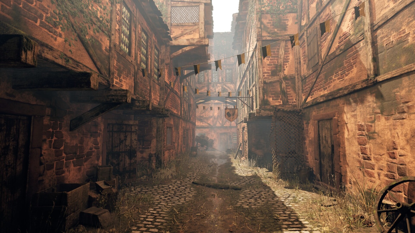 Conception 3D d'une rue à l'époque médiévale